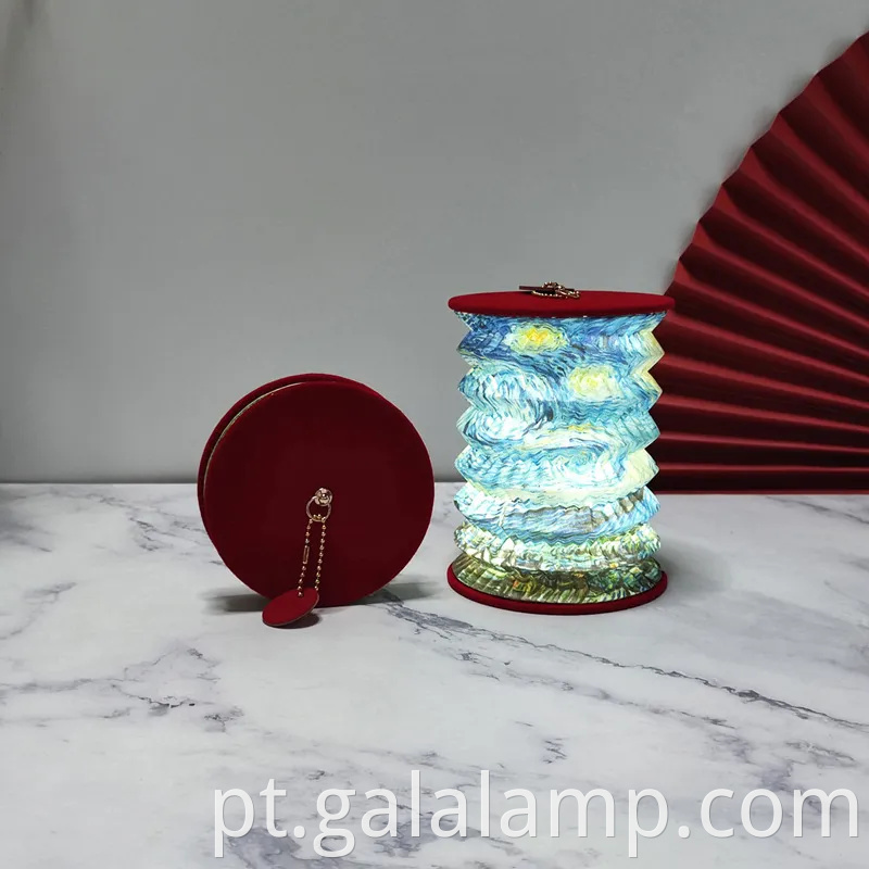 Luz noturna de lanterna de papel portátil elegante para espaços aconchegantes